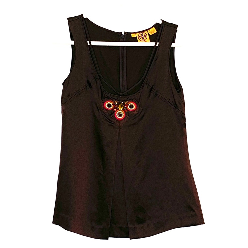 Tory Burch “Dersa” Satin Silk Sleeveless Top 6